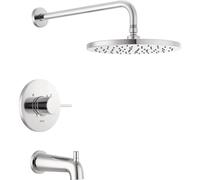 Delta Faucet Modern Raincan Round Kit di finitura per vasca e doccia monofunzione, set rubinetto per vasca cromato, soffione doccia a pioggia cro