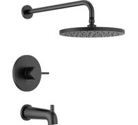 Delta Faucet Raincan T14469-BL-PP - Kit di finiture rotonde per vasca e doccia, set rubinetto per vasca da bagno, soffione doccia a pioggia, nero, kit di finiture per doccia Delta, nero opaco