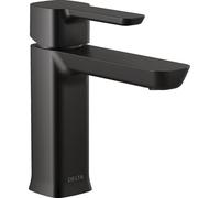 Delta Faucet Rubinetto da bagno moderno a foro singolo, rubinetto da bagno nero, rubinetto per lavandino del bagno, rubinetto da bagno a 1 foro, assemblaggio scarico, 1,0 GPM, nero