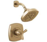 Delta Faucet Stryke 14 Series - Rubinetto doccia monofunzione oro H2Okinetic, kit di finiture valvole, maniglia doccia, kit di finiture doccia Delta Lumicoat, bronzo champagne T142766-CZ-PR (valvola