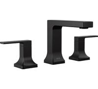 Delta Faucet Velum 3537LF-BLMPU - Rubinetto per lavabo da bagno a 3 fori, rubinetto da bagno a 2 maniglie, rubinetto da bagno, gruppo di scarico pop-up, nero opaco