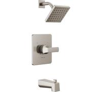 Delta Faucet Velum Serie 14 - Set di rubinetti per vasca e doccia, in nichel spazzolato, con valvola, maniglia per doccia, set doccia Delta, in acciaio inox T14437-SS (valvola non inclusa)