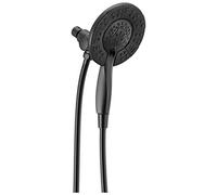 Delta In2ition 58499-BL - Soffione doccia doppio 2 in 1 a 4 impostazioni con doccetta, doccetta rimovibile, colore: nero opaco con tubo flessibile, portata 1,75 GPM
