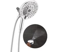 Delta In2ition 75655 - Soffione doccia doppio 2 in 1 a 6 impostazioni con doccetta ProClean ad alta pressione portatile, soffione cromato rimovibile con tubo, portata 1,75 GPM, cromato