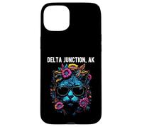 Delta Junction - Gatto dell'Alaska con occhiali da sole e fiori Custodia per iPhone 15 Plus
