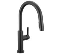 Delta Nicoli Rubinetto da cucina con spruzzatore estraibile, rubinetto per lavello da cucina nero opaco, rubinetto da cucina moderno con spruzzatore, rubinetto da cucina a foro singolo, nero opaco