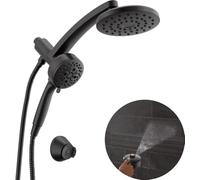 Delta PivotPro 58600-BL25 - Soffione doccia a combinazione 3 in 1 a 7 impostazioni, con spray ProClean, colore nero opaco con doccetta a pioggia, 2,5 GPM, nero opaco