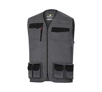 DELTA PLUS Gilet da lavoro 11 tasche Finitura sbieco 65% poliestere 35% cotone 245gr MACH 2 Deltaplus M2GI3 - XL, Grigio-Arancio