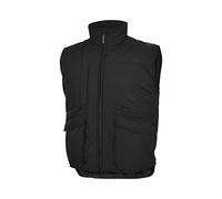 DELTA PLUS Gilet da lavoro invernale 9 tasche Giromaniche tagliavento Proteggireni e portabadge 65% PL 35% CO PANOSTYLE Deltaplus SIERRA2 - M, Nero