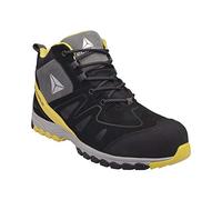 Delta Plus MANHAS3NJ44 - Scarpe basse in nabuk, pelle grassa e rete di nylon, S3 HRO SRC, 10 pezzi, colore: Nero/Giallo