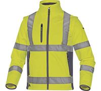 Delta Plus MOON2JGPT - Giacca Softshell in poliestere/elastan con 3 strati laminati, taglia S, confezione da 10, colore: giallo fosforescente/grigio