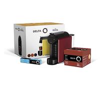 Delta Q - Confezione da caffè con capsule - Mini Qool rossa - per caffè, tè e bevande calde, semplice e pratica, design elegante, confezione da 40 capsule Qalidus + 10 capsule Decaf
