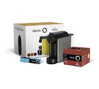 Delta Q MiniQool - Confezione di caffettiera a capsule automatica - Serbatoio con capacità di 7 - Include 1 x 40 capsule Qalidus + 1 x 10 DeQafeinatus - Grigio