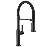 Delta Rhett 18829-DST - Rubinetto da cucina professionale con spruzzatore estraibile, foro singolo, nero opaco