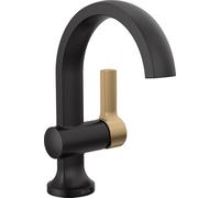 Delta Rubinetto Albion Rubinetto da bagno a foro singolo, Rubinetto da bagno con maniglia singola nero/oro, Rubinetto per lavabo da bagno, Gruppo di scarico pop-up a pressione in metallo, nero opaco