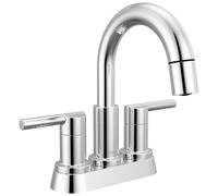 Delta Rubinetto Nicoli Rubinetto da bagno estraibile Centerset, Rubinetto cromato per lavabo da bagno, Rubinetto da bagno con spruzzatore estraibile, Rubinetto da bagno a 3 fori, cromato 25749LF-PD