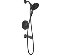 Delta Set di rubinetti per vasca da bagno e doccia, 14 Series con manico singolo, set di guarnizioni per doccia nero con soffione doppio a mano In2ition 2 in 1 a 4 regolazioni, nero