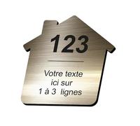 DELTA-SIGNALETIQUE.COM Targa autoadesiva personalizzata con incisione per nome e numero della cassetta della posta a forma di casa - Bronzo - Dimensioni 8 x 8 cm