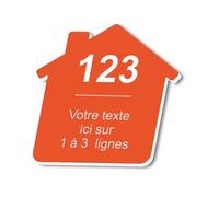 DELTA-SIGNALETIQUE.COM Targa autoadesiva personalizzata con incisione per nome e numero della cassetta delle lettere, design casa, colore arancione, dimensioni 8 x 8 cm.