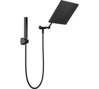 Delta Soffione doccia a pioggia nero opaco e combinazione portatile, soffione doccia quadrato da 25,4 cm, soffione doccia a pioggia, nero opaco 75527-BL