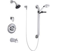 Delta T13H933 - Rubinetto universale per vasca da bagno con doppia doccetta, deviatore, doccetta e maniglione, cromato