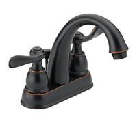 Delta Windemere Centerset Rubinetto da bagno in bronzo lucidato a olio, rubinetto per lavabo da bagno a 3 fori da 10 cm per vanità, montaggio di scarico push-pop in metallo, bronzo lucidato ad olio