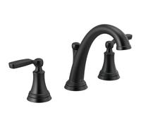 Delta Woodhurst 3532LF-BLMPU Rubinetto da bagno a 3 fori, 20,3 cm, per mobiletto del bagno, con gruppo di scarico a pressione in metallo, nero opaco