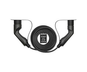 DELTACO Cavo di Ricarica EV Tipo 2 per Auto elettriche e Veicoli ibridi, Compatibile con ID.3, ID.4, Zoe, E-Tron, Model S/3/X/Y, Leaf, 3 Fasi, 32A | 22kW, 10 Metri
