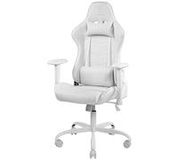DELTACO Sedia da Gaming PC con bracciolo, Schienale Alto e Cuscino (Sedia zocker Sedia da Ufficio, ergonomica, Regolabile in Altezza, Pelle PU, 110 kg), Bianco