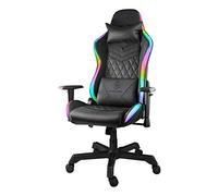 Deltaco, sedia da gioco, da ufficio, ergonomica, in similpelle, illuminazione RGB, 120 kg, colore nero