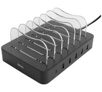 DELTACO Stazione di Ricarica Compatibile USB 5 Porte USB-A + 1 Porta USB-C (Senza Cavo) (Nero)