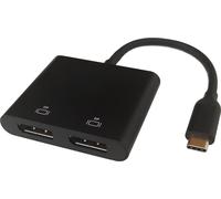 Deltaco USBC-2DP cavo e adattatore video 0,1 m USB tipo-C 2 x DisplayPort Nero (USB-C til 2 x Displayport 4K/60Hz HUB)