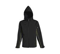 DELTAPLUS HORTENJTM - Giacca in poliestere Softshell, con 3 strati laminati, nero/giallo, taglia M