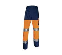 Deltaplus PHPA2OMTM Panostyle - Pantaloni da Lavoro ad Alta visibilità in Poliestere/Cotone, Arancione Fluo, Blu Navy, Taglia M