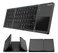 Delton Tastiera Bluetooth pieghevole F75 con touchpad, design compatto e portatile, tastiera wireless ricaricabile, compatibile con PC, laptop, iMac, tablet e smartphone, colore nero