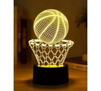 Deluisho 3D Lampada Pallacanestro, Luci notturne per bambini, Lampada da basket 3D, Luce Notturna Vision Dimmerabile con Telecomando a 16 Colori, Regali per bambini e appassionati di basket
