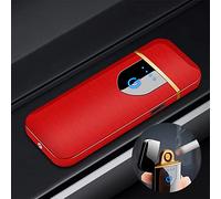 Deluisho Accendino Elettronico, Accendino ad Arco, Ricarica USB Accen-dino Antivento Touch Durevole, Accendisigari Tascabile (Rosso)