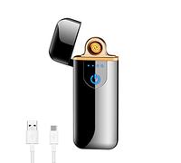 Deluisho Accendino Elettronico, Accendino ad Arco, Ricarica USB Accen-dino Antivento Touch Durevole, Accendisigari Tascabile (Nero)