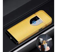 Deluisho Accendino Elettronico, Accendino ad Arco, Ricarica USB Accen-dino Antivento Touch Durevole, Accendisigari Tascabile (Oro)
