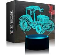 Deluisho Trattore Luce Notturna, Lampade 3D Illusione Tractor, Luce Notturna a Forma di Camion per Bambini, Base in Plastica Ecologica e Pannello Luminoso in Acrilico, Tensione Sicura di 5 V