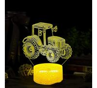 Deluisho Trattore Luce Notturna, Lampade 3D Illusione Tractor, Luce Notturna a Forma di Camion per Bambini, Base in Plastica Ecologica e Pannello Luminoso in Acrilico, Tensione Sicura di 5 V