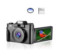 DELURA Macro Lens 4K Digital Camera Flip Screen Selfie Camcorder 48MP Vlog WiFi Webcam Videoregistratore Vintage 16X Grandangolare Telecamera HD (Color : 32G SD Card, Size : Only with Filter)