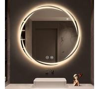 DELURA Specchio da Bagno Rotondo a LED con Illuminazione e antiappannamento, Specchio da Bagno Rotondo, Specchio da Parete a LED dimmerabile con Interruttore Touch e Memoria (Size : 70x70cm)
