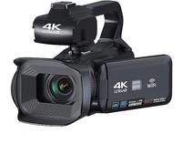 DELURA Videocamera Digitale Full UHD 18X Videocamera 4K Ruota La Videocamera Dello Schermo For Lo Streaming Live 60FPS WIFI Webcam Telecamera HD (Color : 128G SD Card, Size : With Charger)