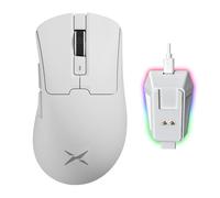 DELUX Mouse Gaming Ergonomico Wireless M900PRO, 8000Hz Frequenza di Polling, 63g Leggero, Sensore PAW3395, 26000 DPI, Interruttori Huano, con Dock di Ricarica Magnetico (Bianco)