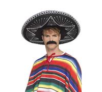 Deluxe Autentico Sombrero Uomo Donna Messicano Party Poncho Costume Nuovo