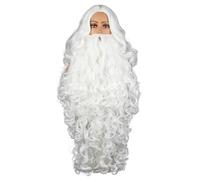 Deluxe Babbo Natale Parrucca e Barba Set Professionale Babbo Natale Capelli realistici per Costume Halloween Cosplay Parrucca e Barba Set Professionale e Costume Bianco