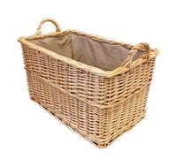 Deluxe Cestino rettangolare in vimini con fodera e manici (medio, naturale)