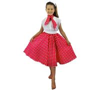 Deluxe Childs costume da Rock n Roll gonna, lunghezza 66 cm (66 cm) pois 50 's gonna con collo sciarpa colorata Rock and Roll Swing outfit bambino