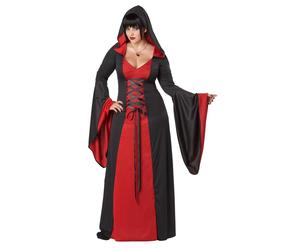Deluxe Gotico Rosso Accappatoio con Cappuccio Vestito Costume Adulto Forti